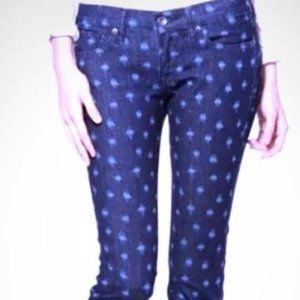 Lucky Brand Charlie Skinny Printed Blue Jeans Sz 4/27